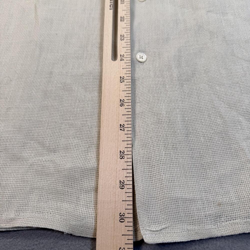 Banana Republic Shirt Mens Large Beige 100% Irish Linen Short Sleeve Button Up - Picture 7 of 8
